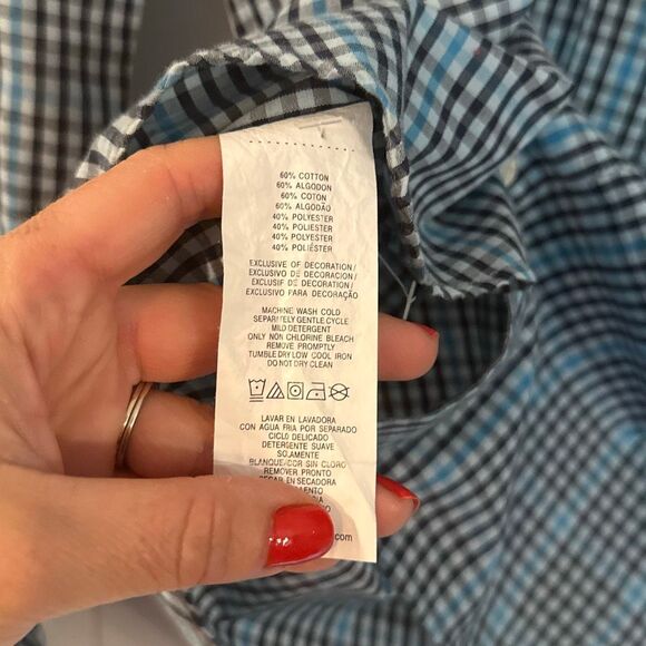 Penguin heritage slim fit turquoise plaid button down large - Picture 7 of 11